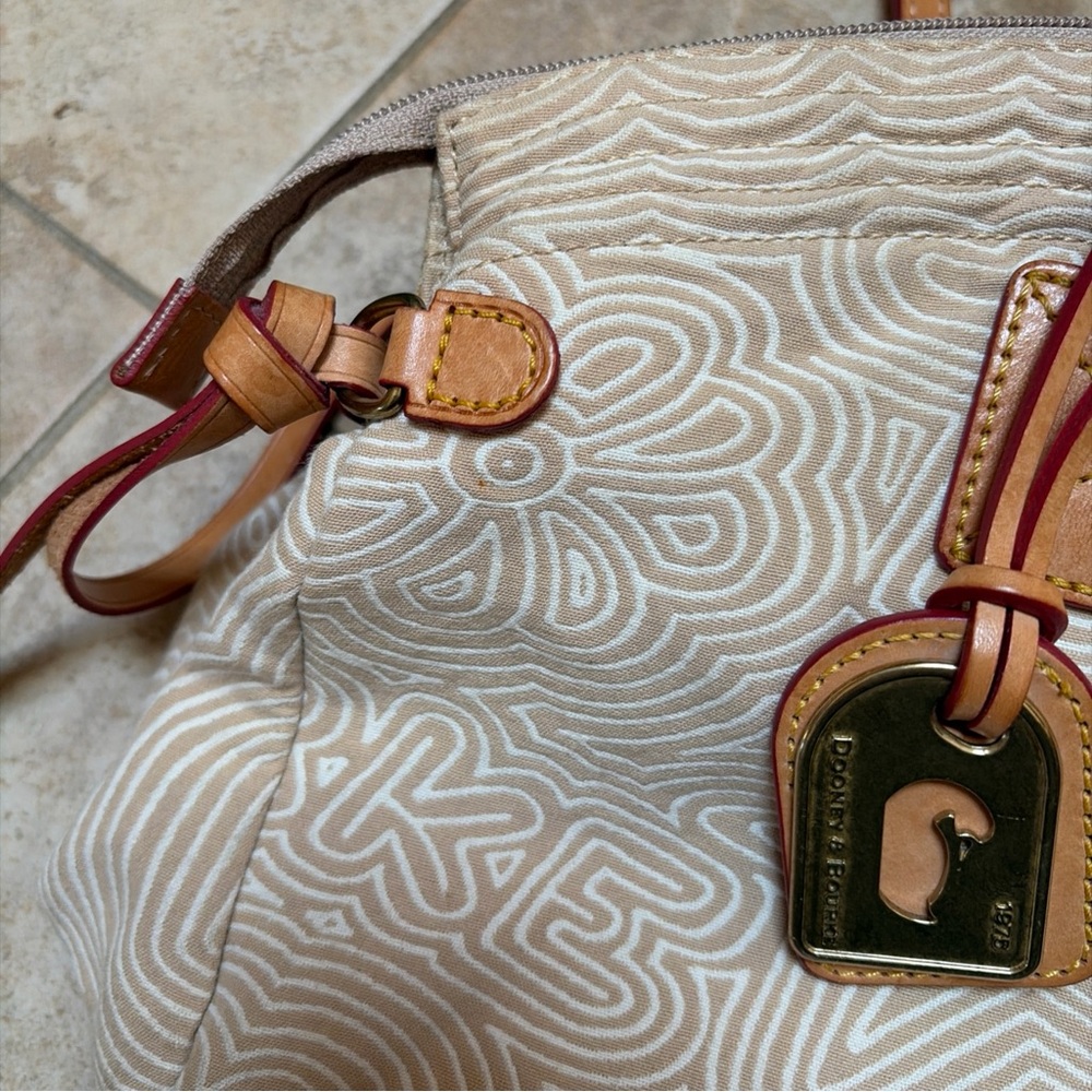 Canvas Tote Bag with Leather Trim - Beige - Picture 8 of 16